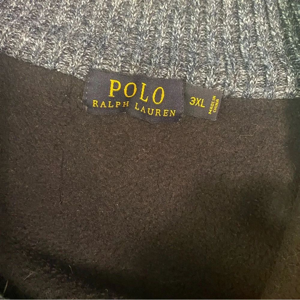 Polo Ralph Lauren Men's Heathered Blue 1/4 Zip-Up Sweater Patch Elbows Sz 3XL